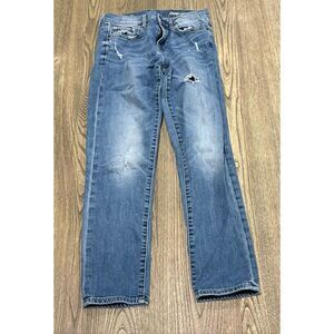 Gap 1969 Straight Jeans Mid Rise Distressed Denim Medium Wash Blue Size 27R